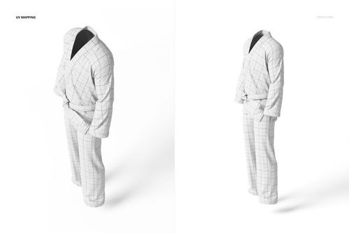 Front view of a Brazilian Jiu Jitsu GI uniform 3D model in white with a subtle grid pattern on a plain background.