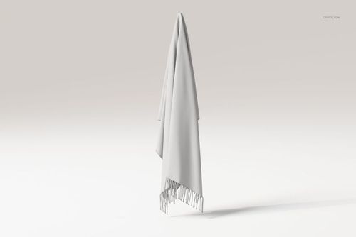 Wall-hanging fringe blanket in solid light gray, displayed from the front against a neutral background.