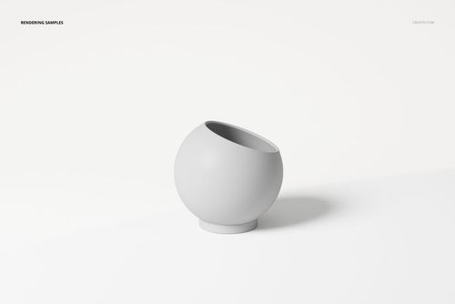 Round globe-shaped flower pot in matte light gray, shown at an angle on a plain white background.