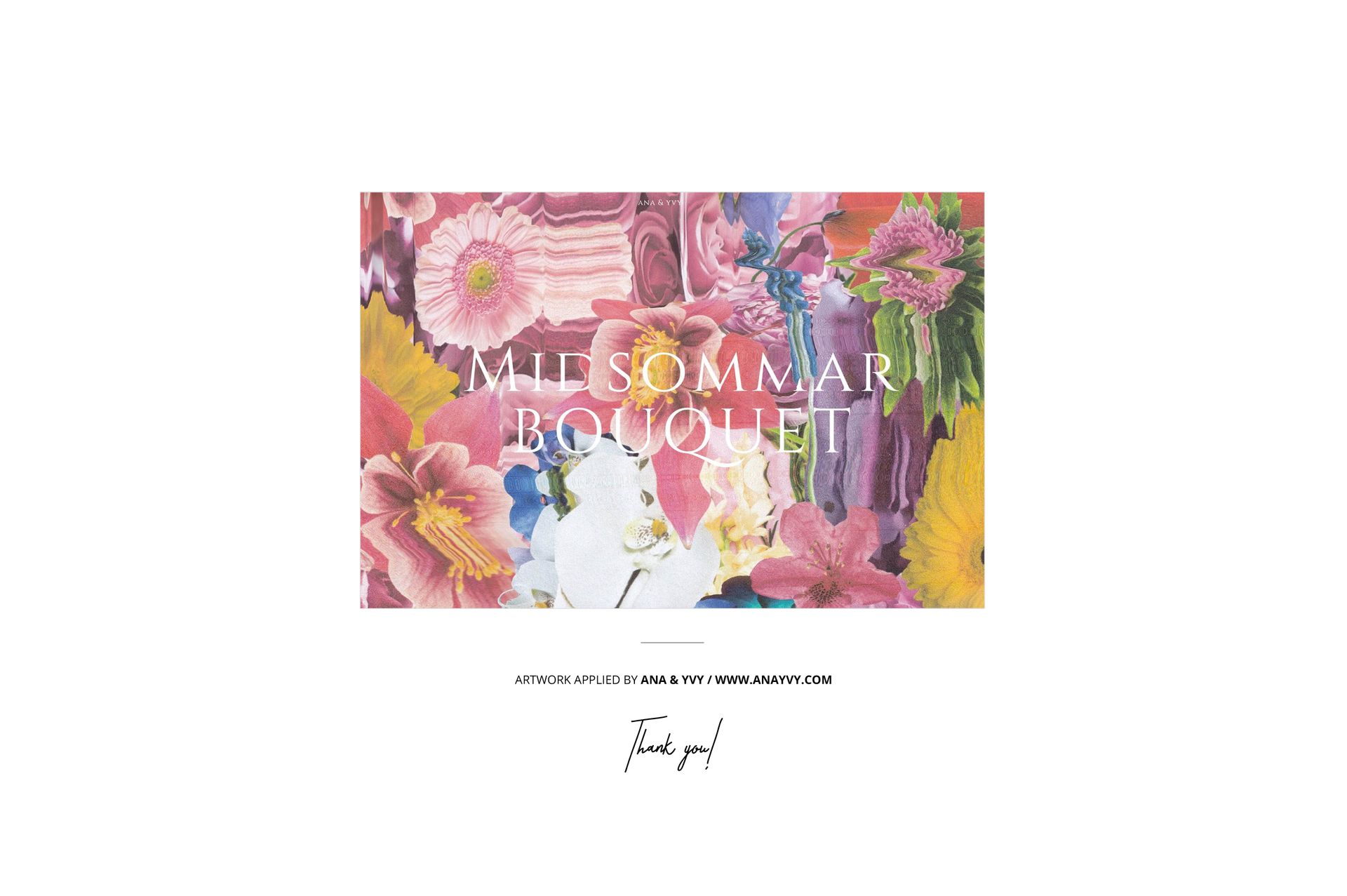 PSD mockup scene displaying mixed floral patterns and white typography, set against a clean white backdrop.