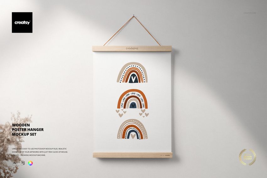 Wooden Poster Hanger Mockup Set - mockup screenshot 1