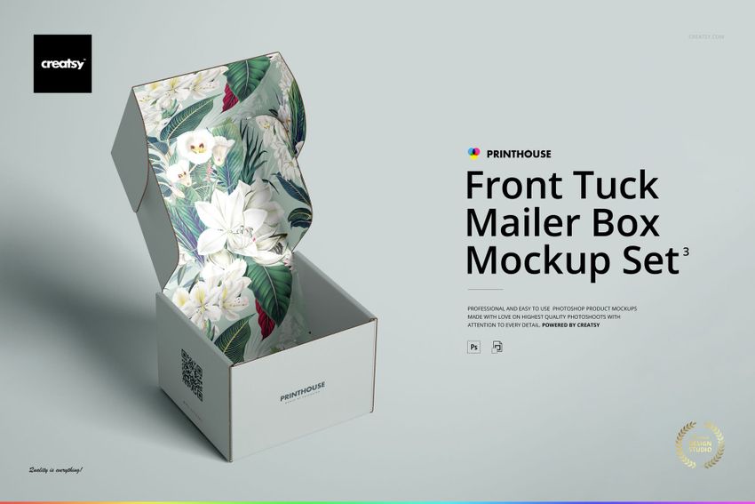 Front Tuck Mailer Box Mockup Set 3 - mockup screenshot 1