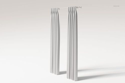 Front view of white pinch pleat curtains hanging on a rod, displayed against a plain light background.