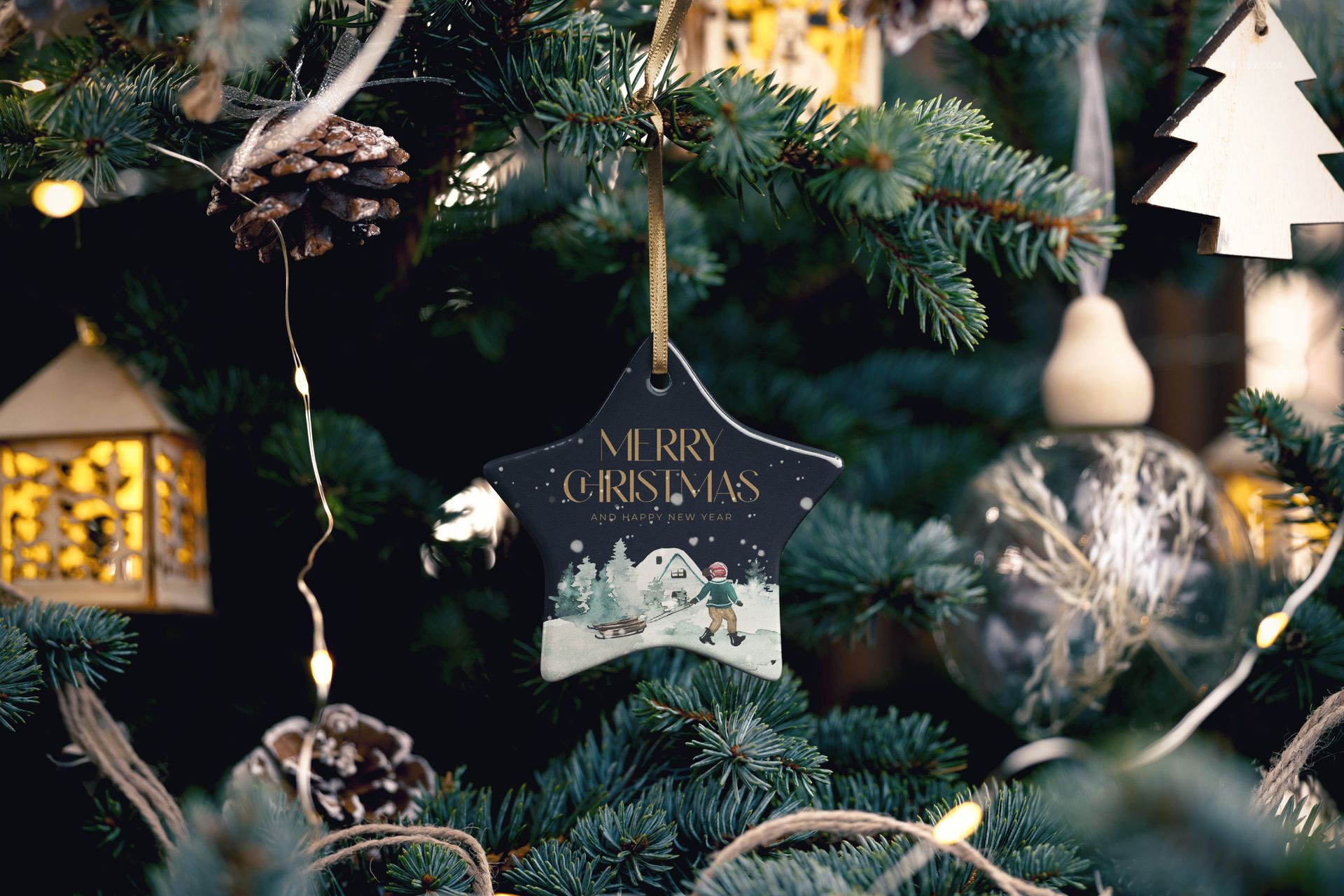 Contrado Star Shape Ceramic Christmas Ornament Mockup Set - mockup screenshot 8