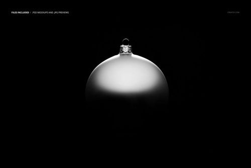 Front view of a satin Christmas ball ornament with a metallic holder, set against a dark background in a mockup scene.
