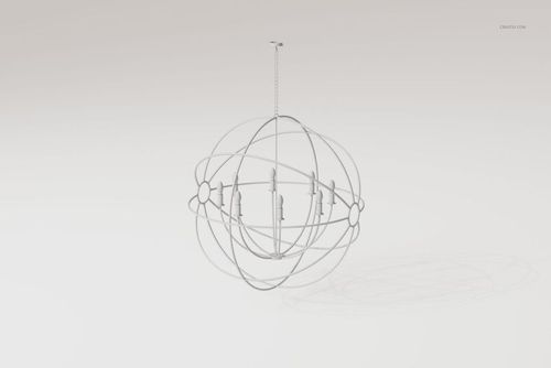 Modern sputnik style chandelier with spherical metal frame and multiple light bulbs, shown from a front angle on a plain background.