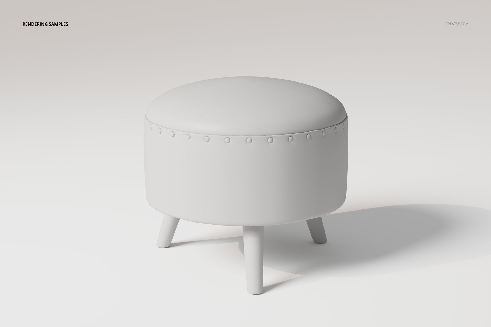 Leather-Upholstered Ottoman 3D Model - mockup screenshot 2