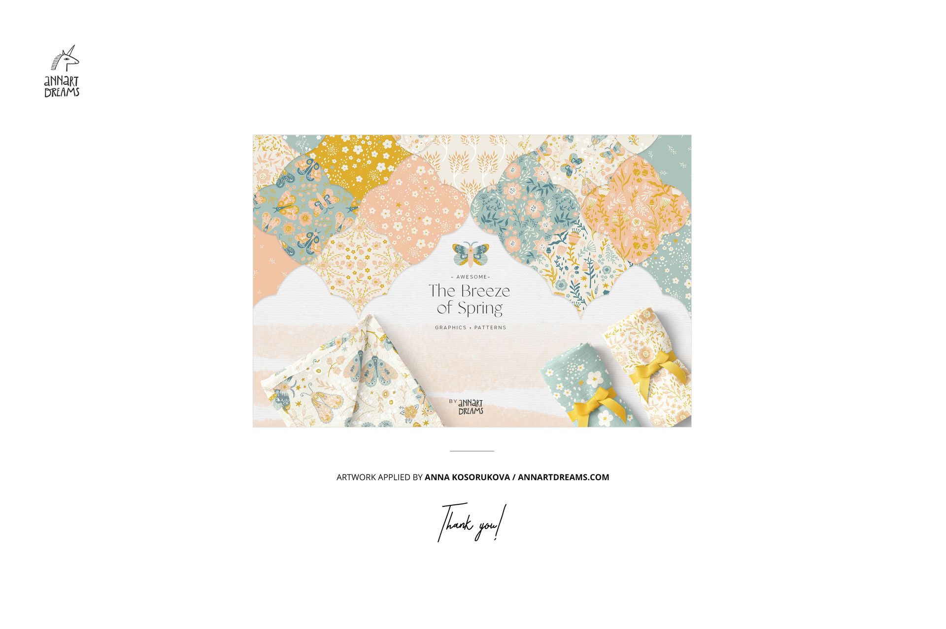 Front view of crinkle muslin swaddle blanket mockup set with pastel floral and butterfly patterns on blankets.