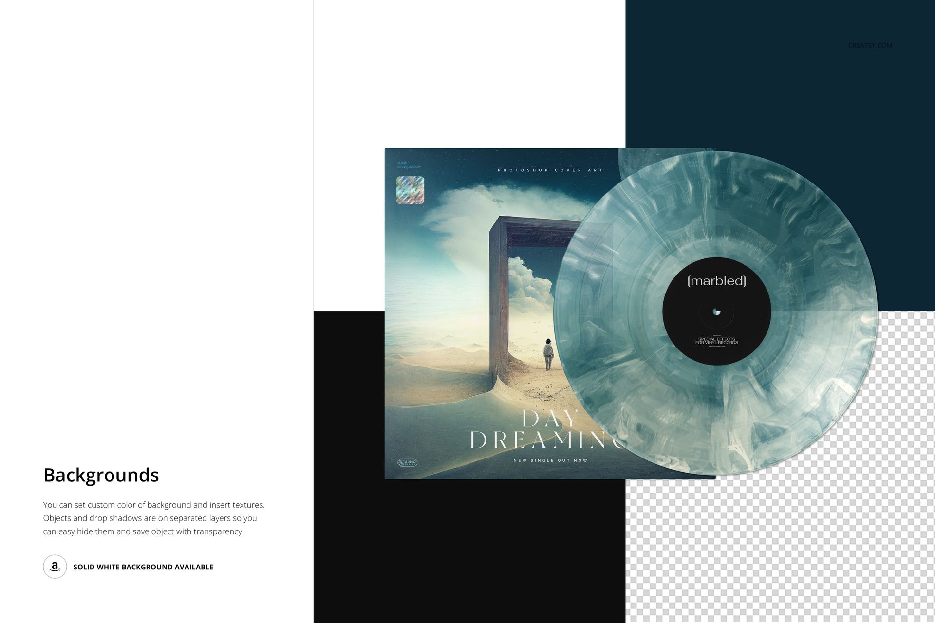 Marbled Effect Vinyl Record & Cover v.9 Mockup - mockup screenshot 5