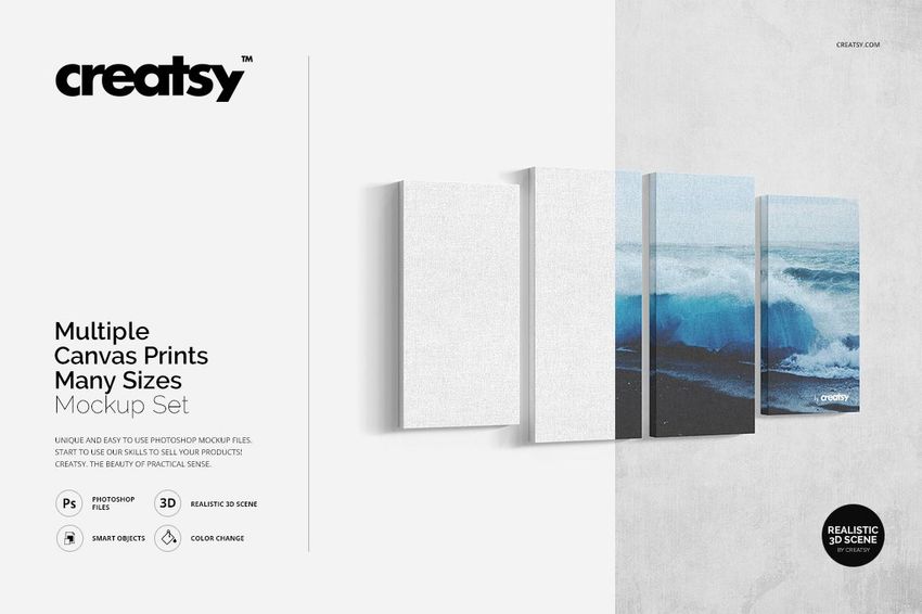Multiple Canvas Print Many Sizes Mockup Set - mockup screenshot 1