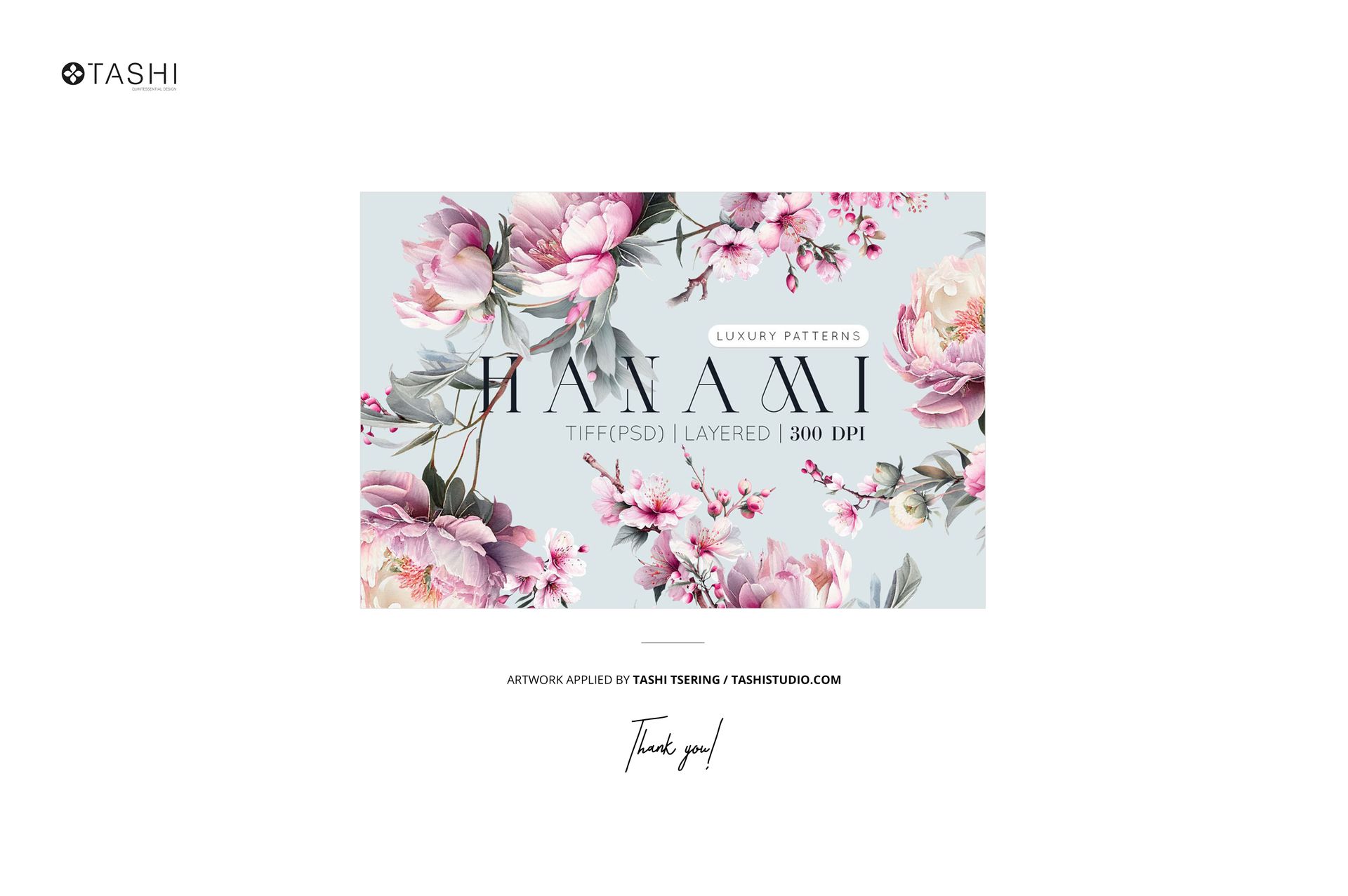 PSD mockup featuring fabric samples with pink and white flower designs arranged on mossy stone layers.