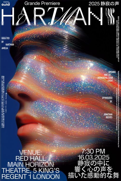 Ethereal Spectrum Man poster mockup showing a stylized human face with vibrant, wavy patterns and text overlays.