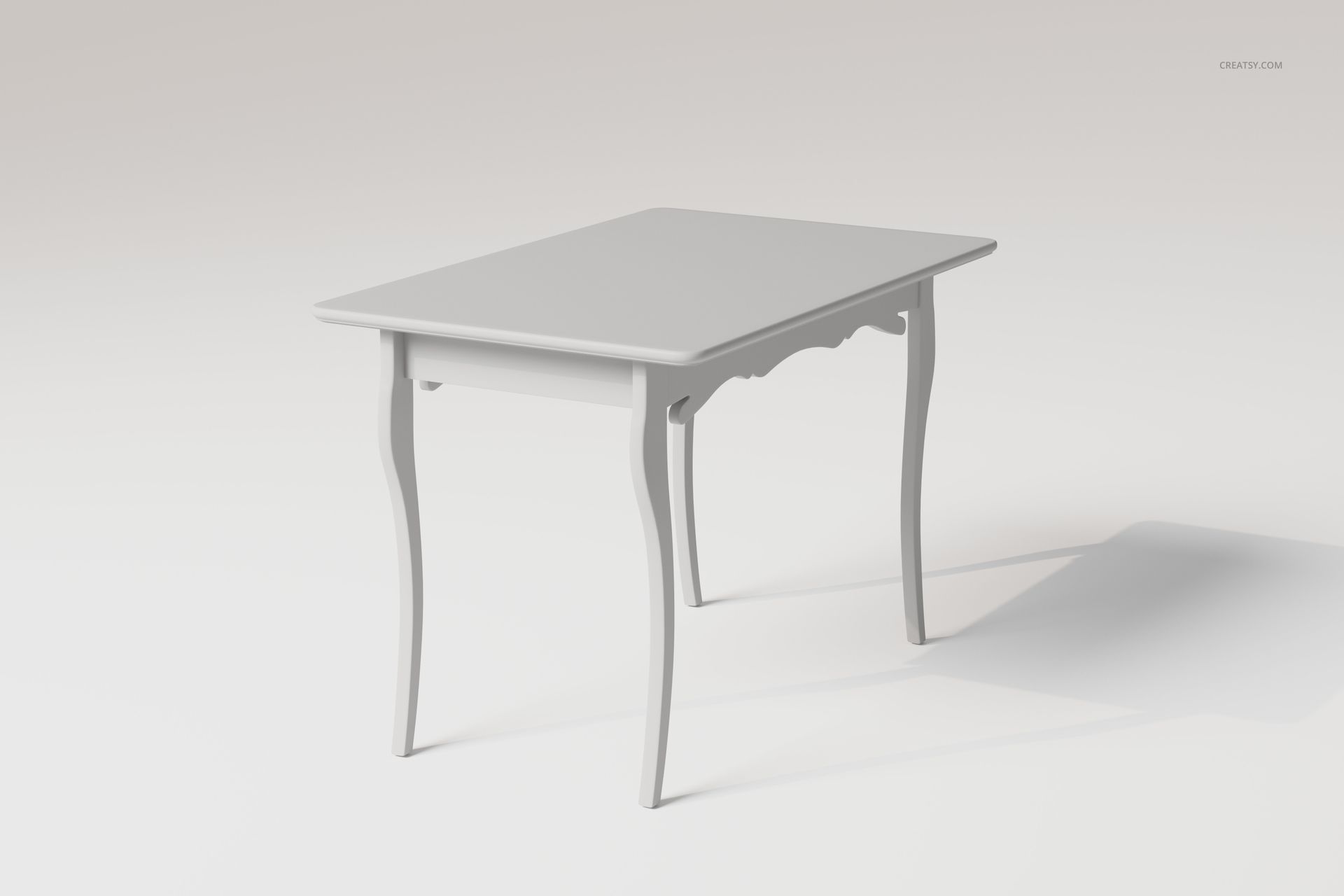 Wooden Accent Table with Cabriole Legs 3D Model - mockup screenshot 4