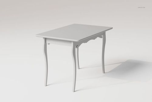 Wooden accent table with cabriole legs in a light gray finish, shown from a front angle on a plain background.