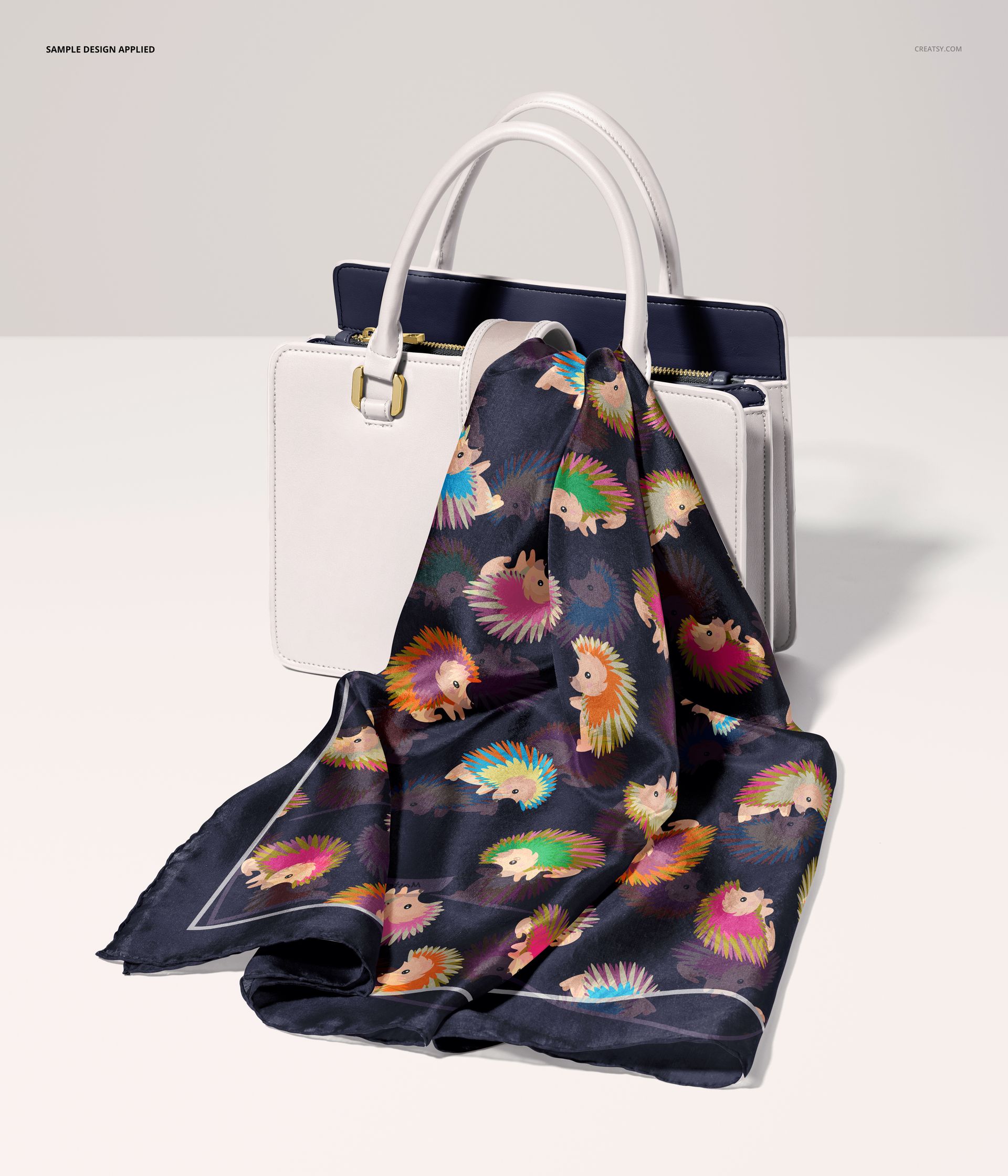 Habotai Silk Scarf with Handbag Mockup - mockup screenshot 4