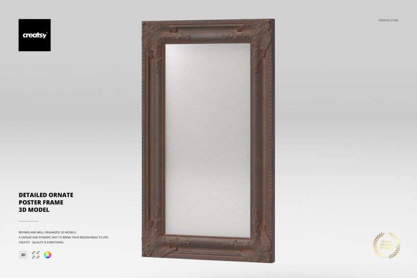 Detailed Ornate Poster Frame 3D Model - mockup screenshot 1