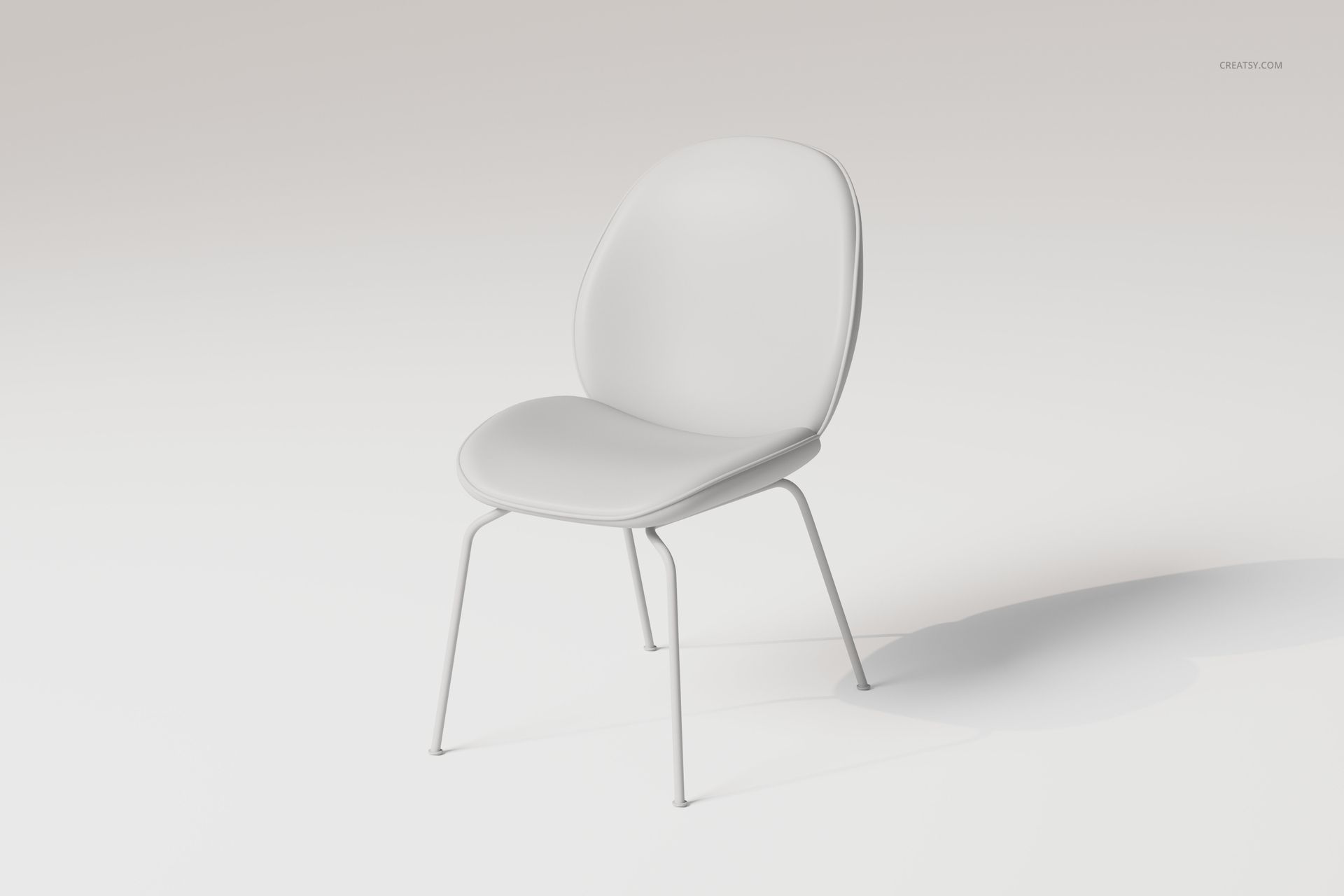 Modern dining chair with curved backrest and seat in white, shown from a front angle on a light background.