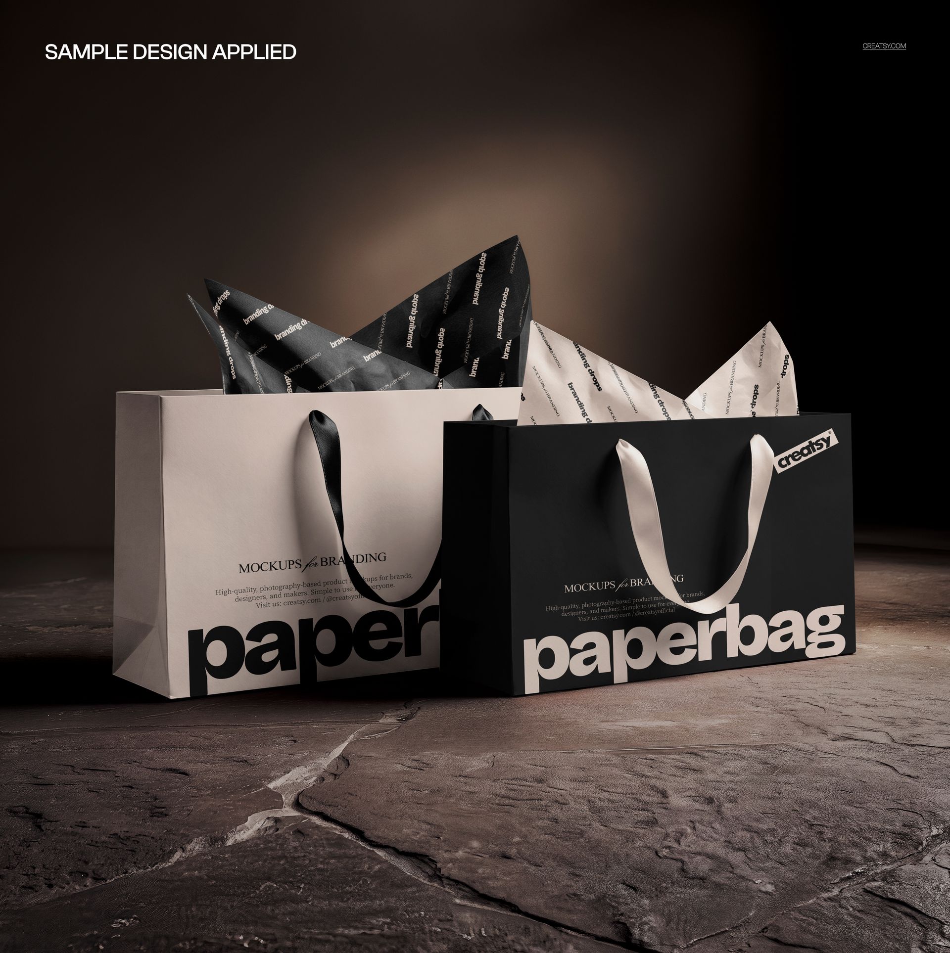 Shopping Bags with Tissue Paper Mockup