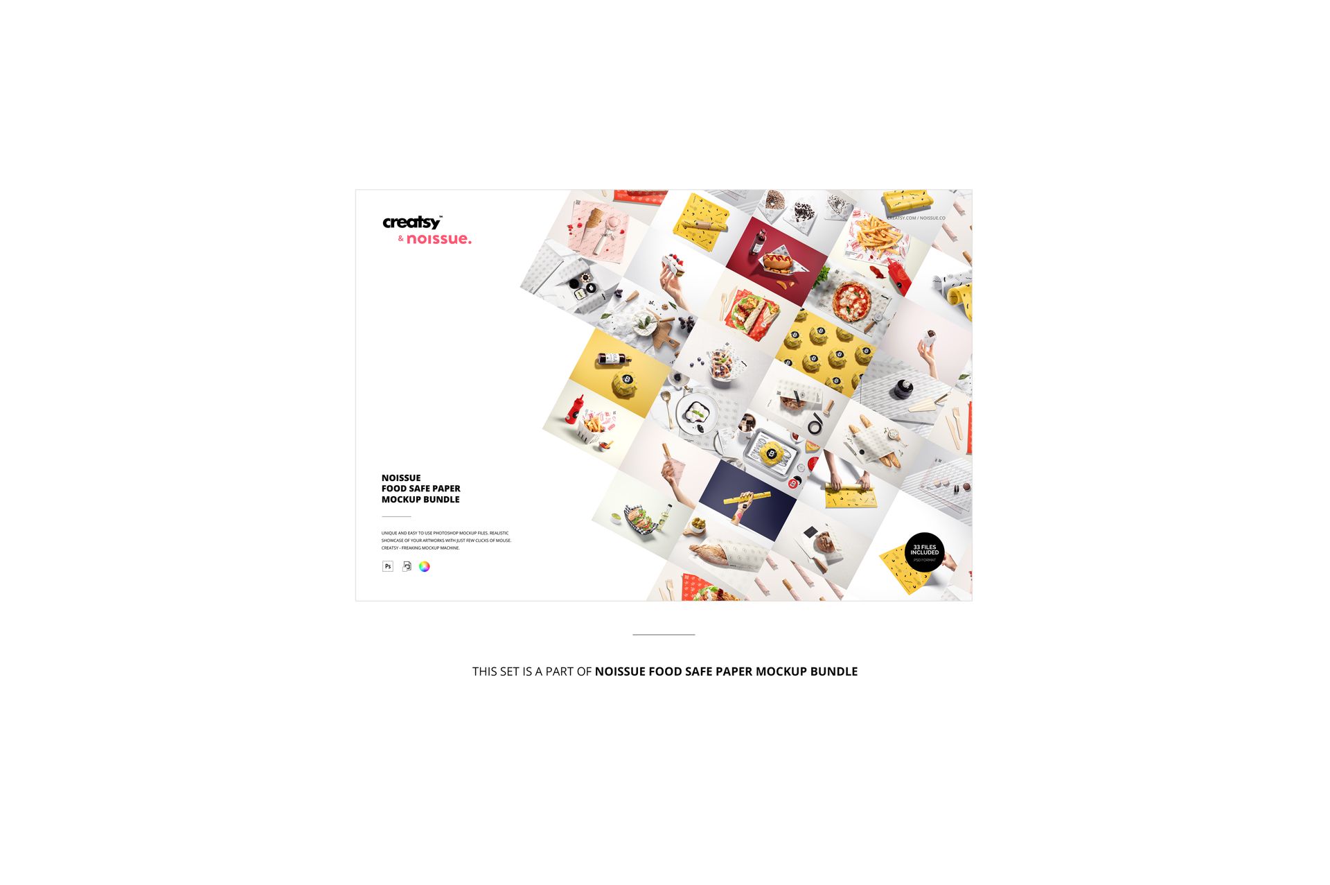 Front view of assorted sandwich food safe paper mockups arranged diagonally, featuring various designs and colors.