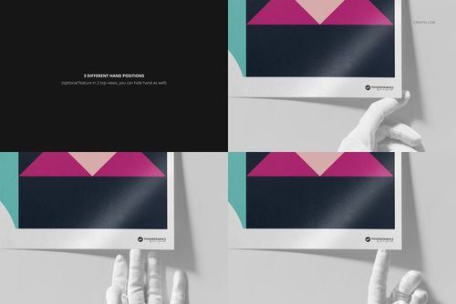 Hahnemühle Fine Art Pearl Giclée print mockup featuring a modern geometric artwork held by gloved hands from various angles.