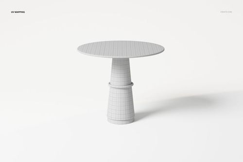 Round pedestal table 3D model with grid texture, shown in a front angled view on a plain white background.