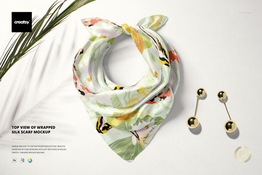 Top View of Wrapped Silk Scarf Mockup - mockup screenshot 1