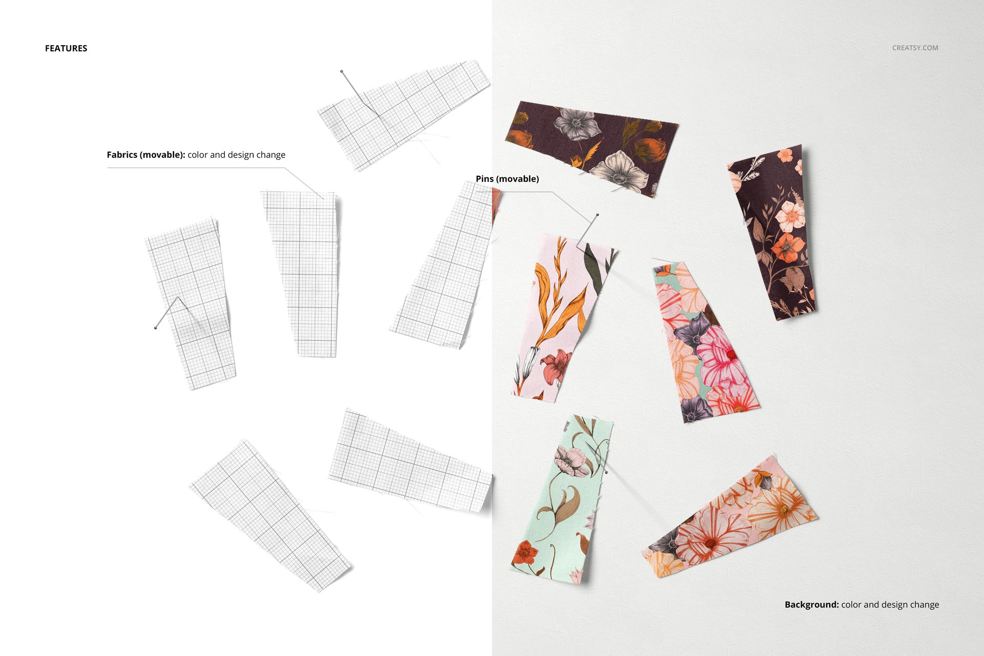 Fabric Pieces Mockup Set (31FFv.6) - mockup screenshot 3