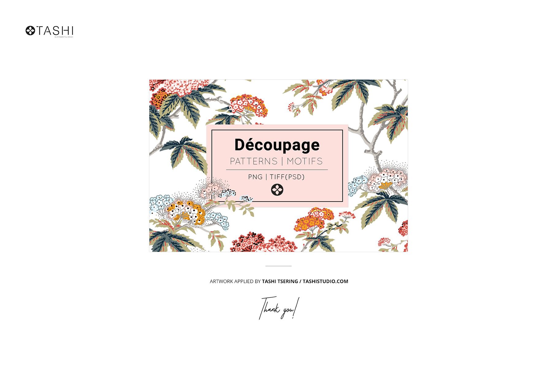 Silk scarf mockup featuring a floral and botanical pattern with orange, yellow, and green accents on a white background.