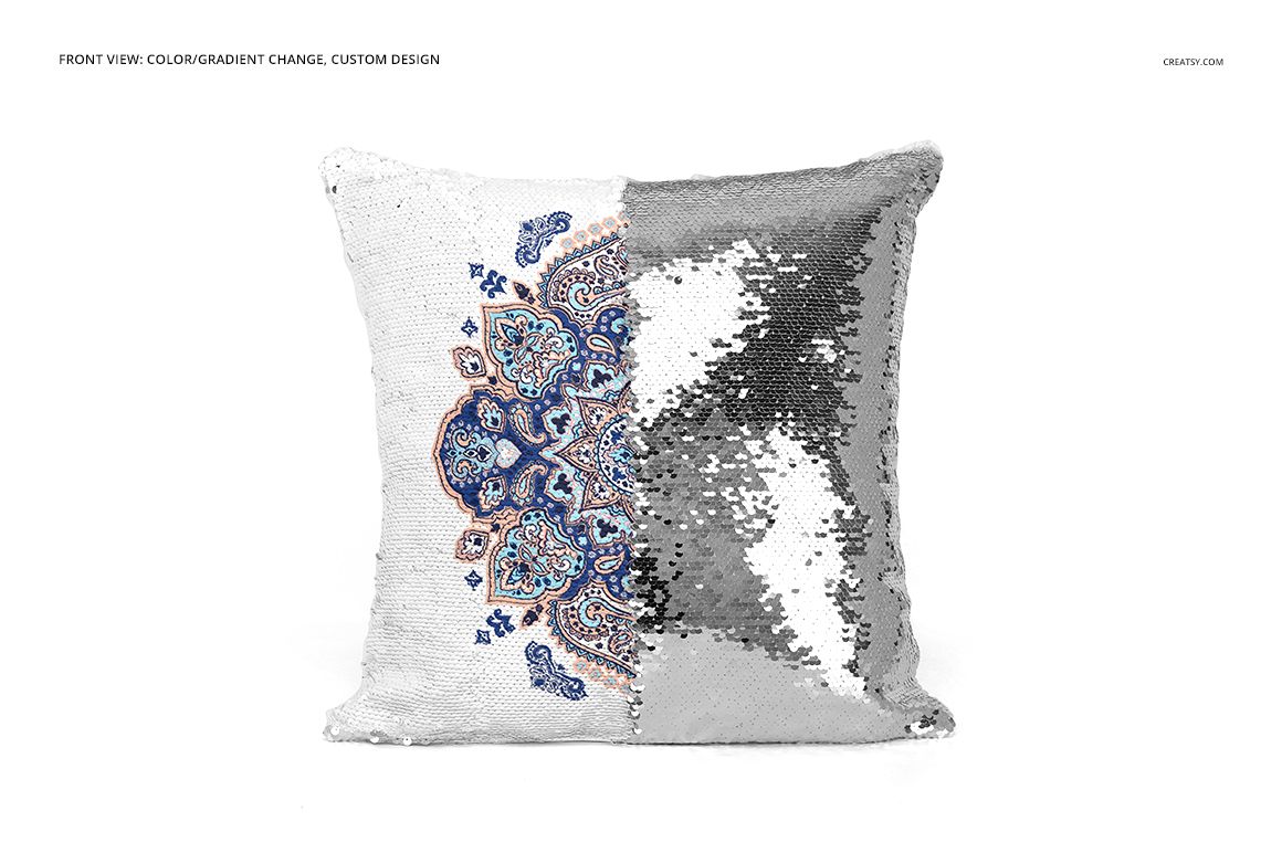 Sublimated Reversible Mermaid Sequin Pillow Mockup Set - mockup screenshot 8
