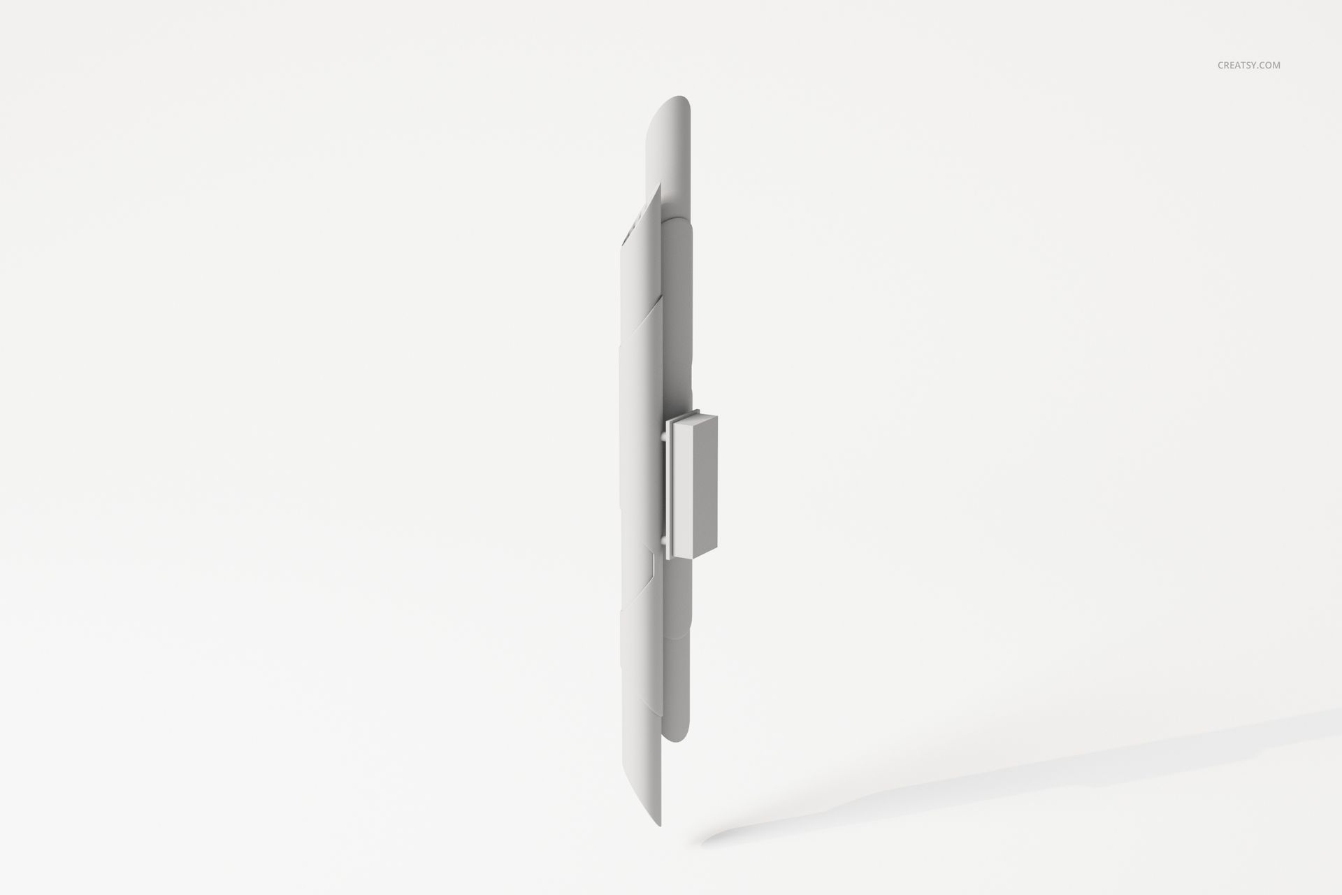 Side view of a wind chimes shaped lamp 3D model in a minimalist white setting with soft shadows.