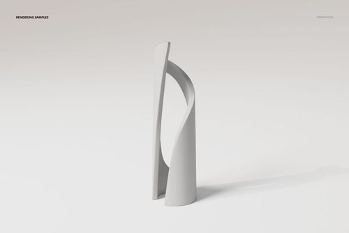 Minimalist modern art sculpture vase with smooth curved surfaces in matte light gray, shown in front view on white background.