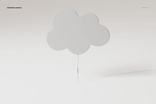 Cloud shaped night light with a smooth white surface, shown from the front on a plain light background.