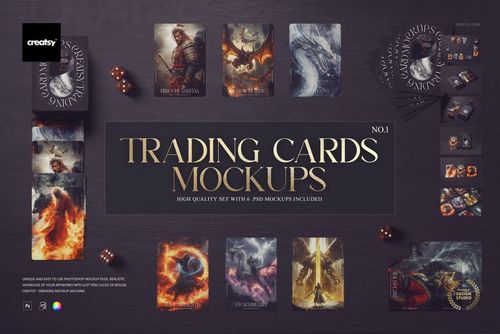 Trading Cards Mockup Set v.1 - mockup preview 1