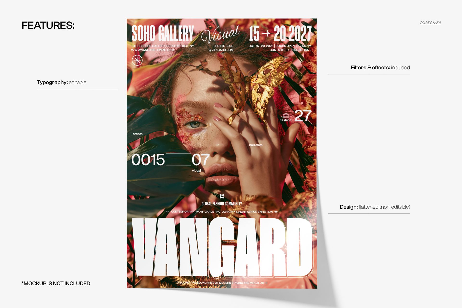 Golden Butterfly Visions Poster Template