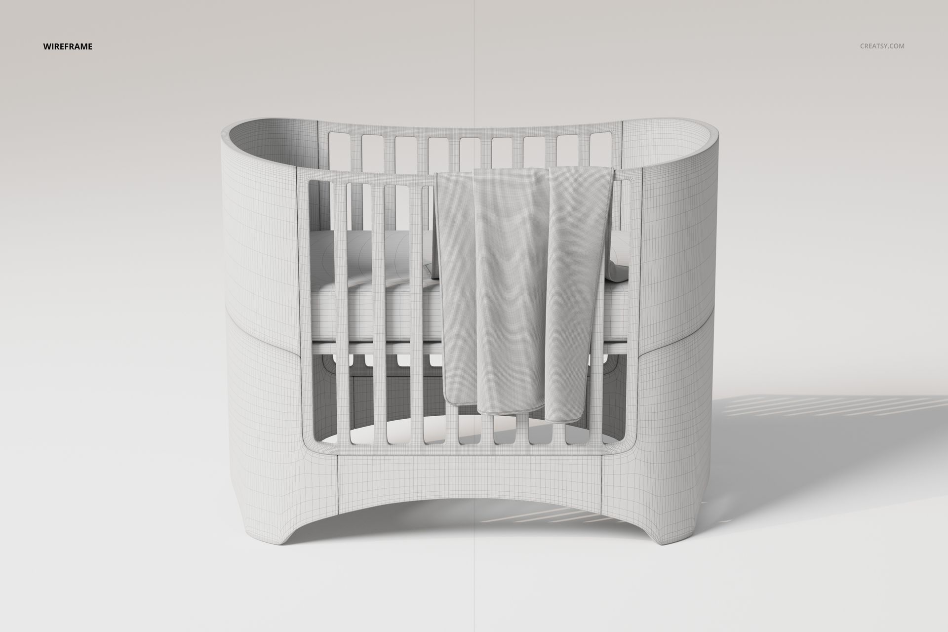 Crib with Small Baby Blanket 3D Model - mockup screenshot 7