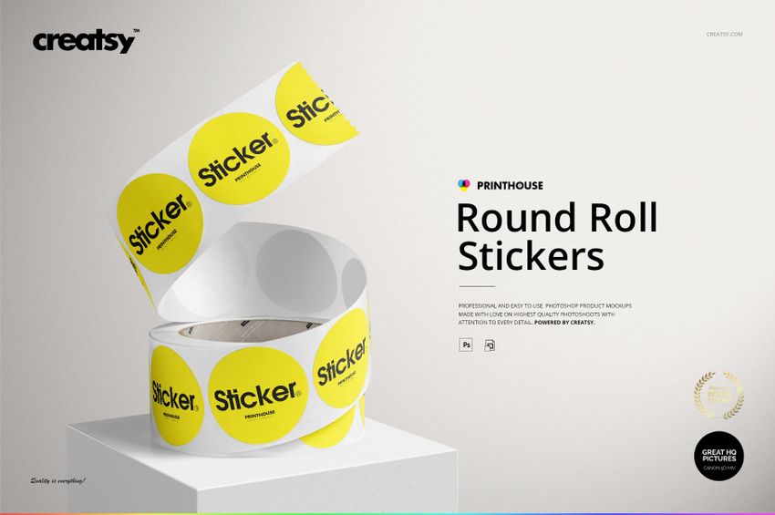 Round Roll Stickers Mockup Set - mockup screenshot 1