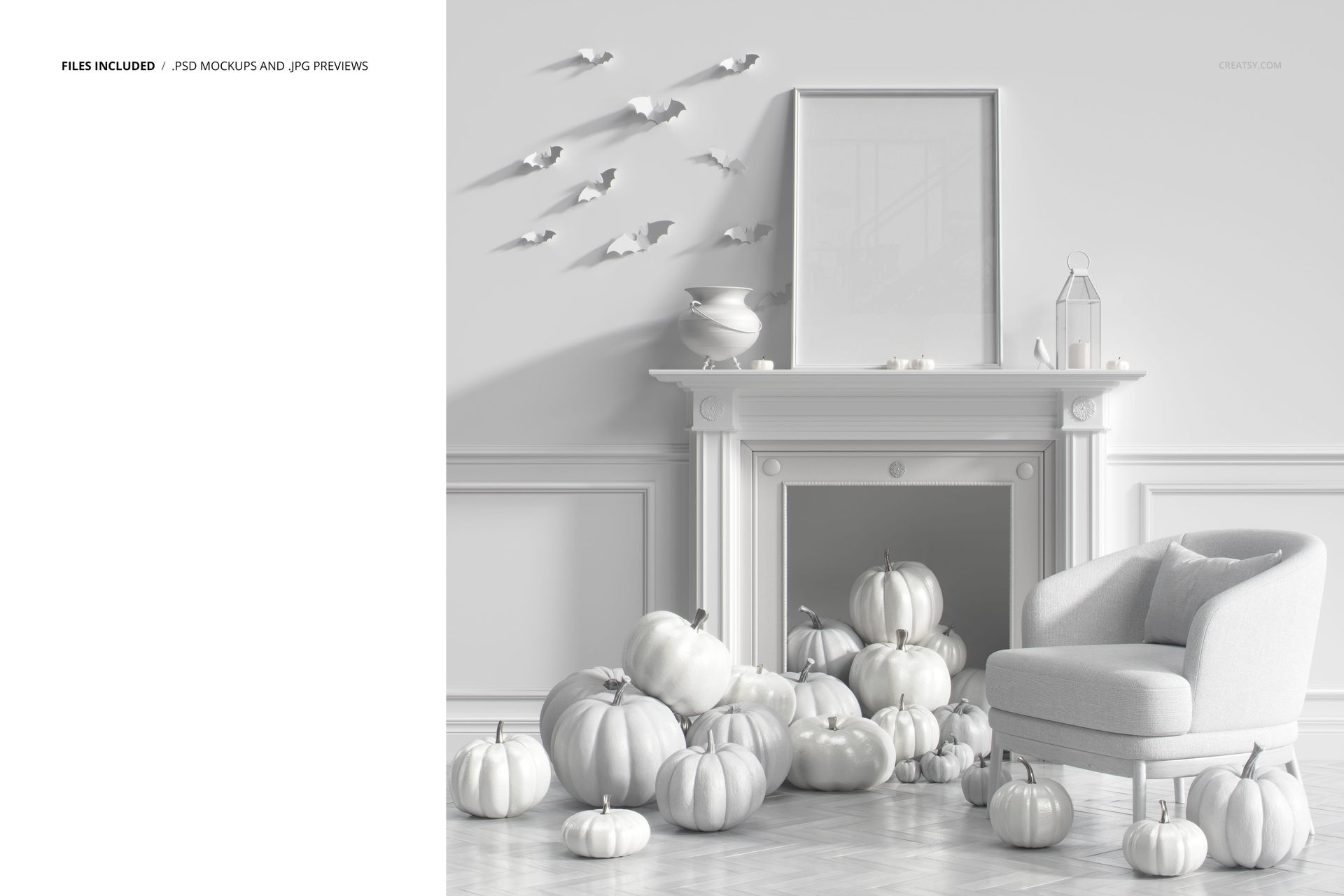 Halloween Themed Interior with Fireplace Mockup - mockup screenshot 2