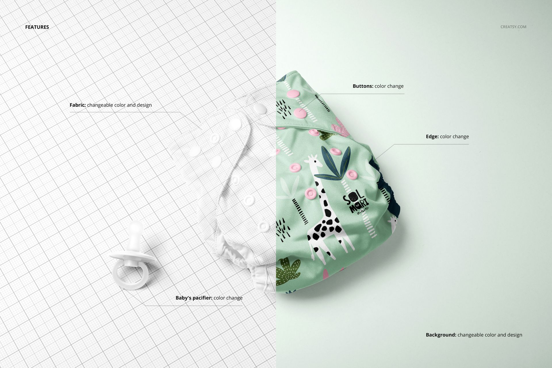 Reusable Baby Cloth Diaper Mockup Set (07/LFv.2) - mockup screenshot 3