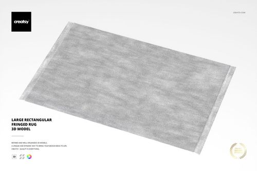 Large Rectangular Fringed Rug 3D Model - mockup preview 1