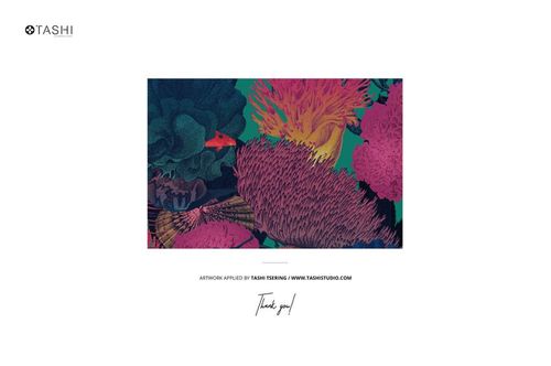 Front view of a traditional bathroom PSD mockup featuring classic wainscoting and vibrant floral wall patterns.