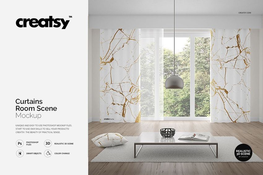 Curtains Room Scene Mockup - mockup screenshot 1