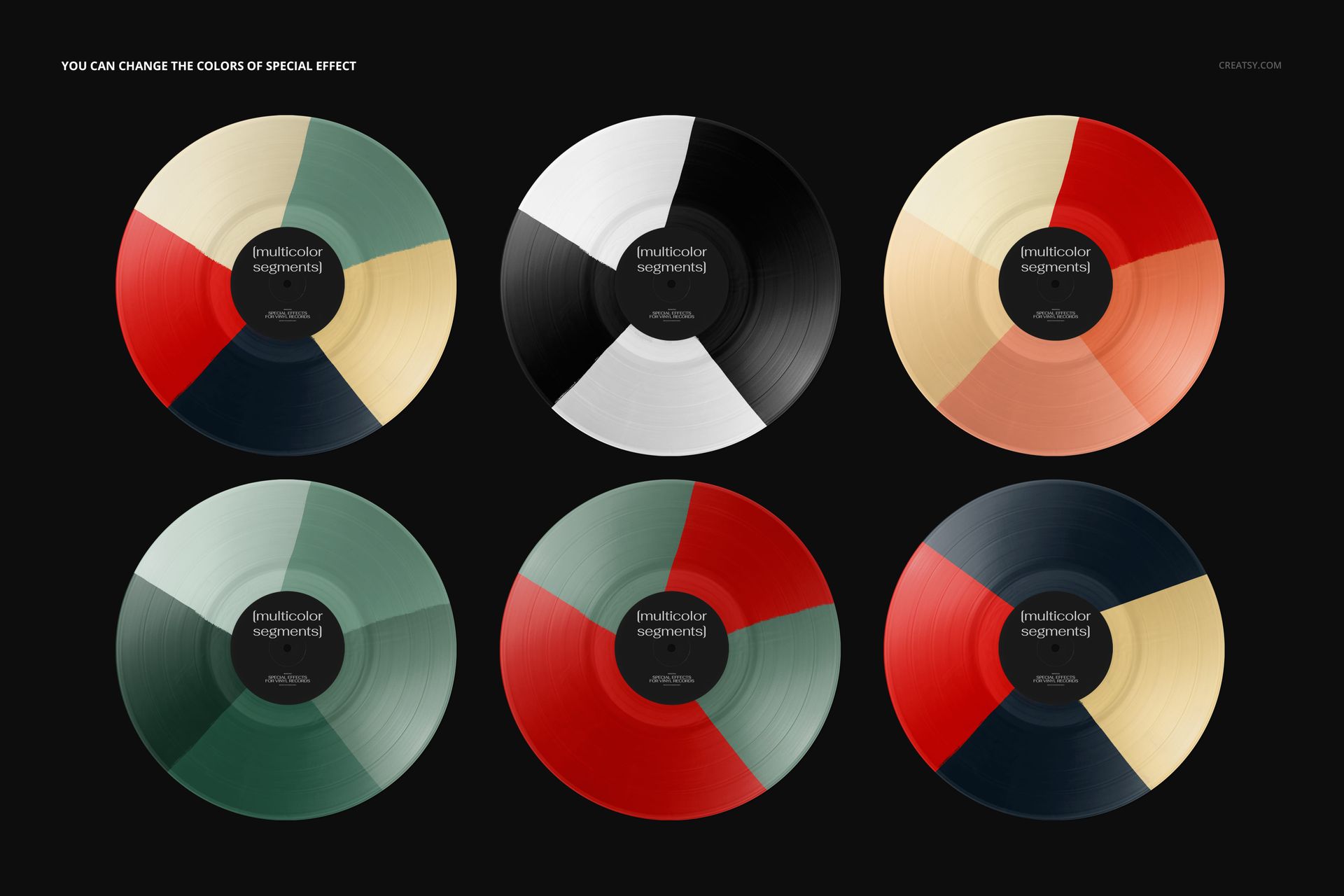 Multi-color Segments Effect Vinyl Record & Cover Mockup v.3 - mockup screenshot 4