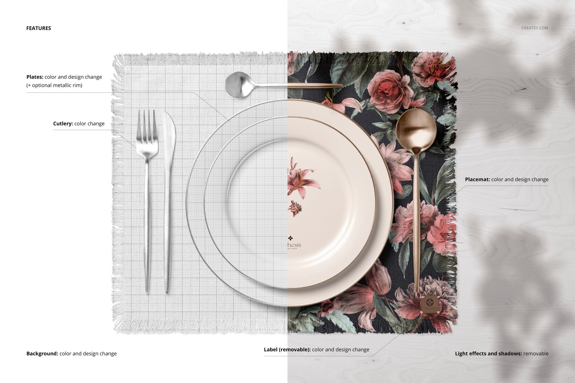 Fringed Placemat and Plates Mockup - mockup screenshot 3