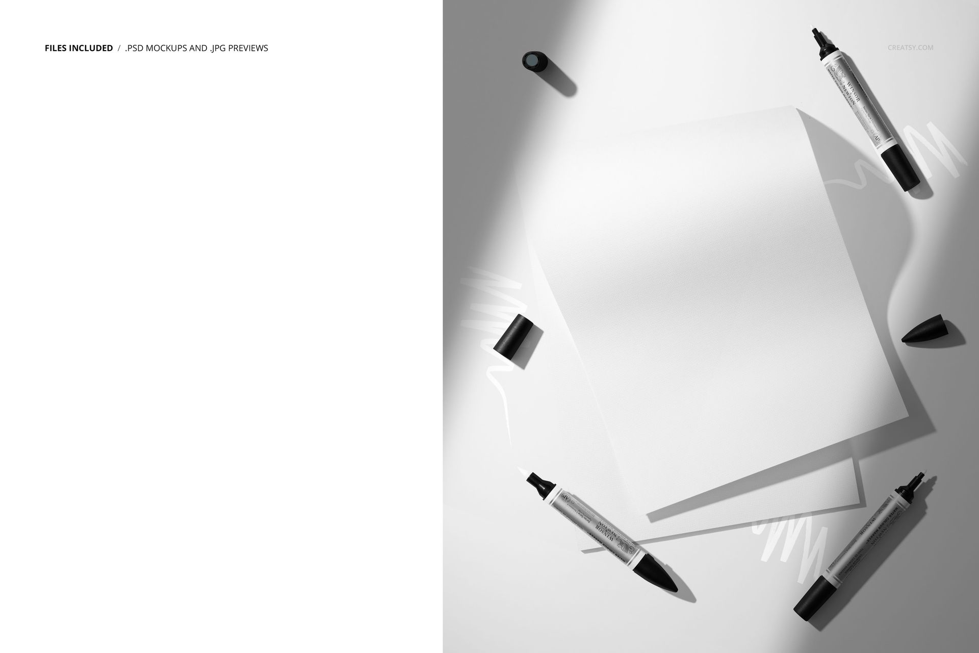 Linen Canvas Paper Pad and Markers Mockup - mockup screenshot 2