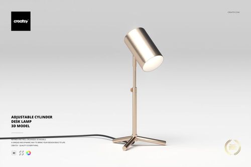 Adjustable cylinder desk lamp with metallic finish, shown in a side view on a neutral background.