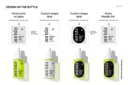 Dropper bottle PSD mockup bundle displaying various label shapes and finishes on a clean white background.
