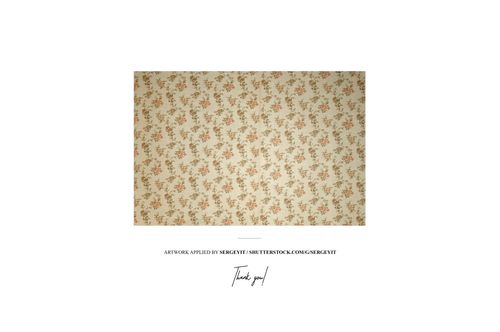 Rectangular canvas print mockup featuring a vintage floral pattern in soft beige and orange tones, front view.