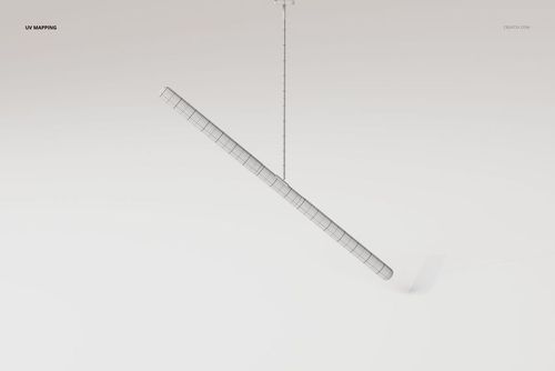 Industrial tube pendant lamp with a cylindrical shape, shown in a diagonal suspended position on a white background.