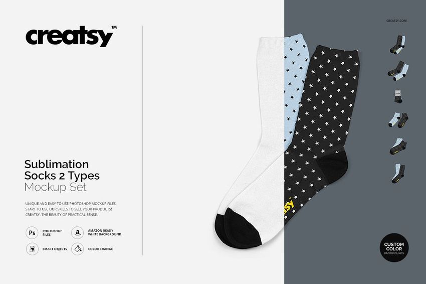 Sublimation Socks 2 Types Mockup Set - mockup screenshot 1