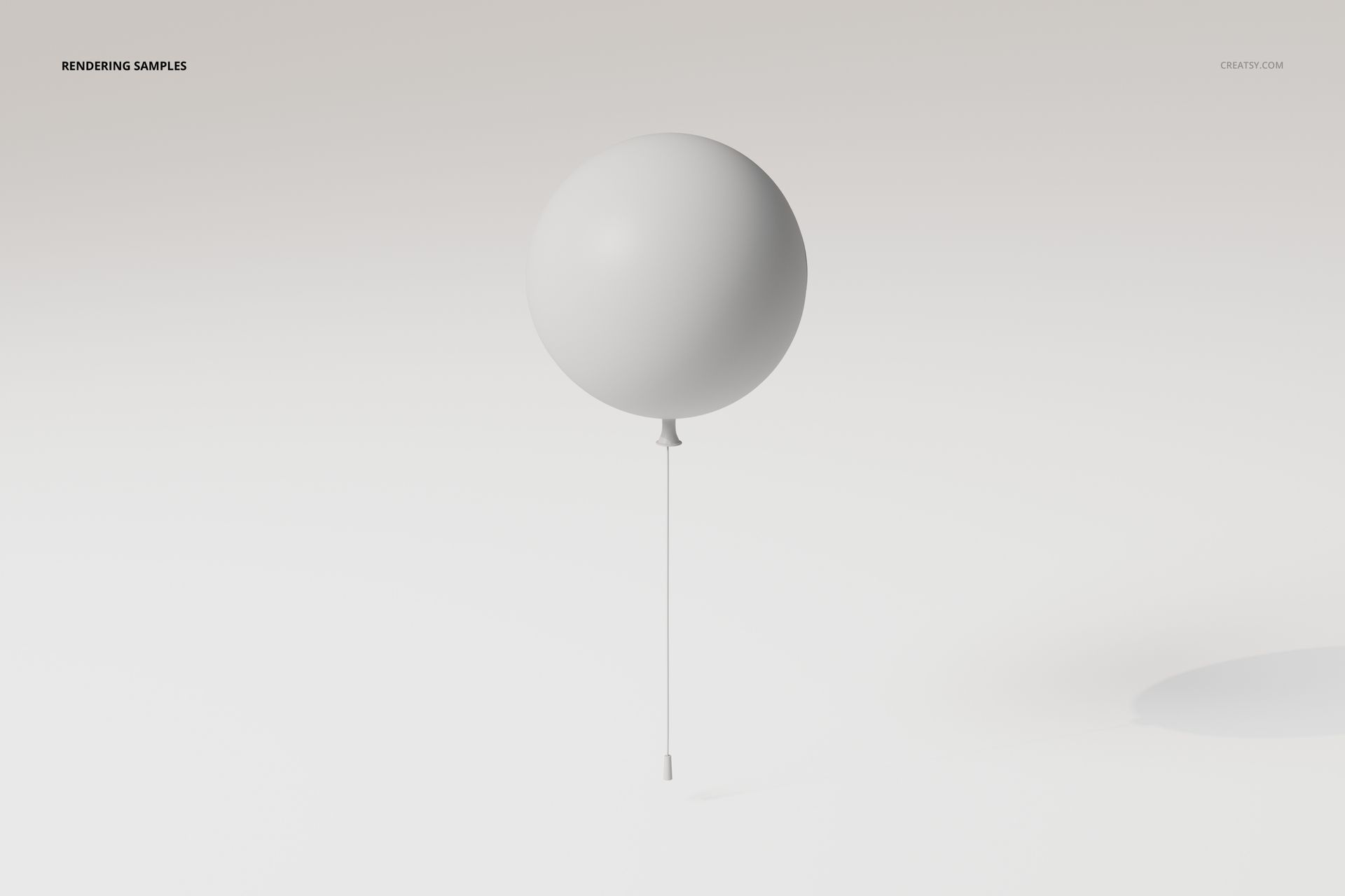 Front view of a white balloon-shaped wall light 3D model with a thin string, set against a plain background.